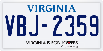 VA license plate VBJ2359