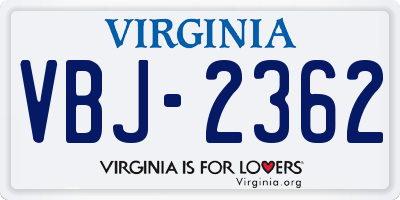 VA license plate VBJ2362