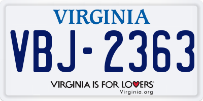 VA license plate VBJ2363