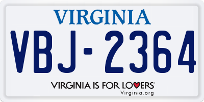 VA license plate VBJ2364