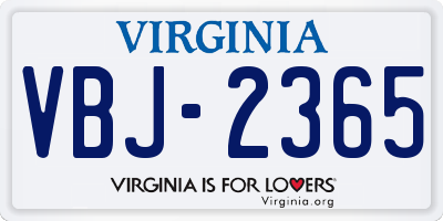 VA license plate VBJ2365