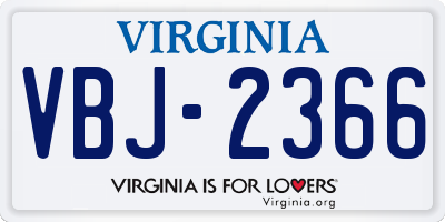 VA license plate VBJ2366