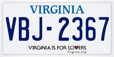 VA license plate VBJ2367