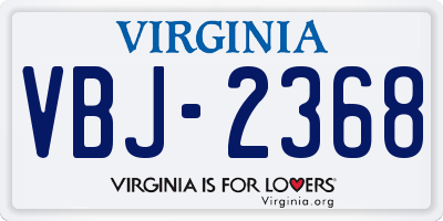 VA license plate VBJ2368