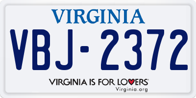 VA license plate VBJ2372
