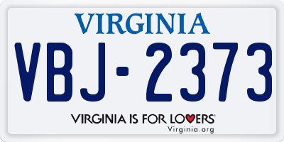 VA license plate VBJ2373