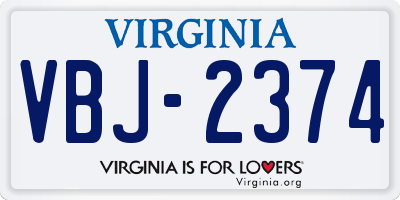 VA license plate VBJ2374