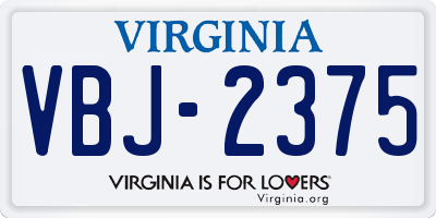 VA license plate VBJ2375
