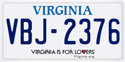 VA license plate VBJ2376
