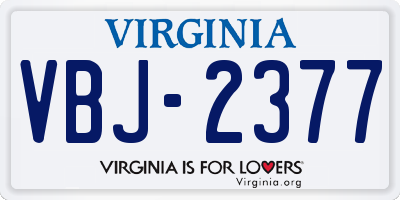 VA license plate VBJ2377