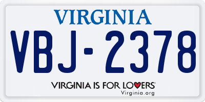 VA license plate VBJ2378