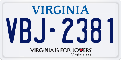 VA license plate VBJ2381