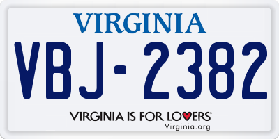 VA license plate VBJ2382