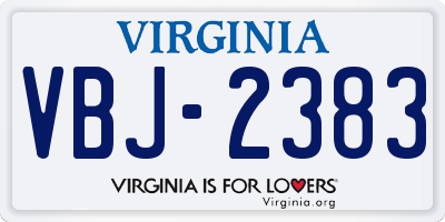 VA license plate VBJ2383