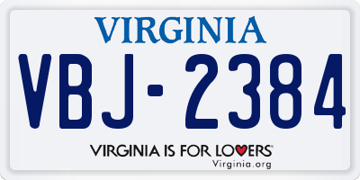 VA license plate VBJ2384