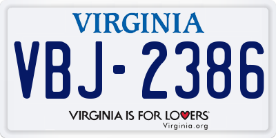 VA license plate VBJ2386