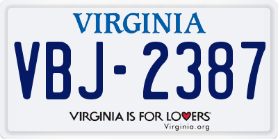 VA license plate VBJ2387