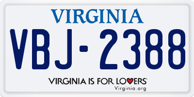 VA license plate VBJ2388