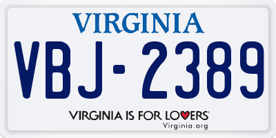 VA license plate VBJ2389