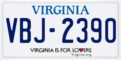 VA license plate VBJ2390