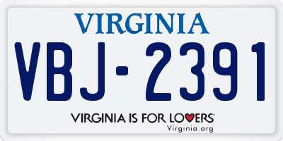 VA license plate VBJ2391
