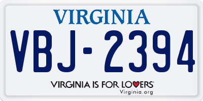 VA license plate VBJ2394