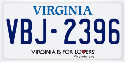 VA license plate VBJ2396