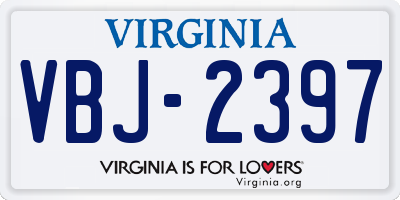 VA license plate VBJ2397