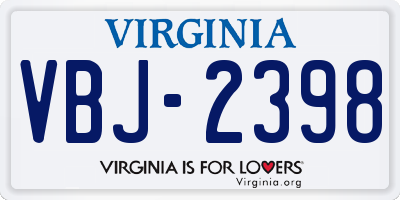 VA license plate VBJ2398