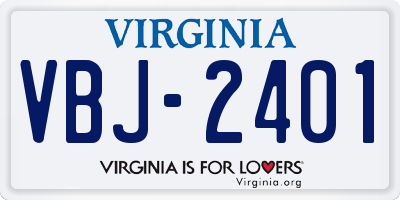 VA license plate VBJ2401
