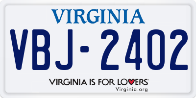 VA license plate VBJ2402