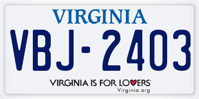 VA license plate VBJ2403