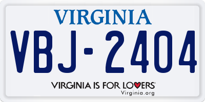 VA license plate VBJ2404