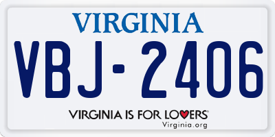 VA license plate VBJ2406