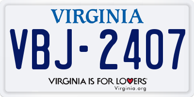 VA license plate VBJ2407