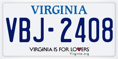 VA license plate VBJ2408