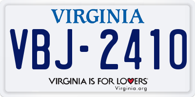 VA license plate VBJ2410