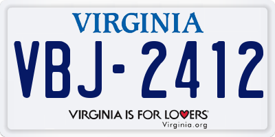 VA license plate VBJ2412