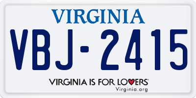 VA license plate VBJ2415