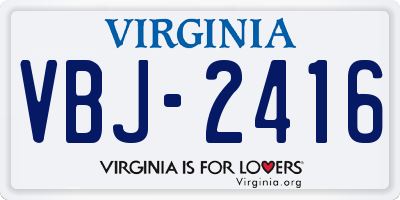 VA license plate VBJ2416