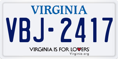 VA license plate VBJ2417