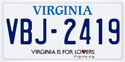 VA license plate VBJ2419