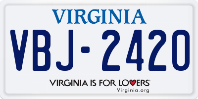 VA license plate VBJ2420