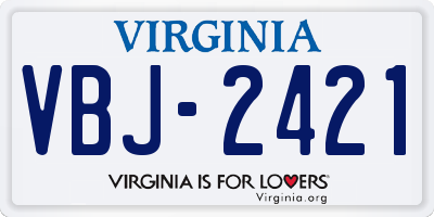 VA license plate VBJ2421