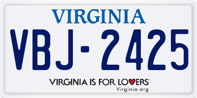 VA license plate VBJ2425