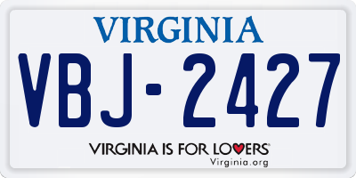 VA license plate VBJ2427