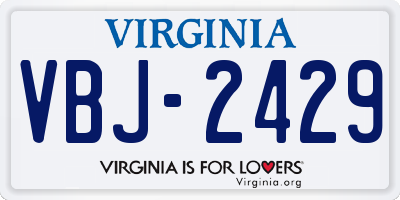VA license plate VBJ2429