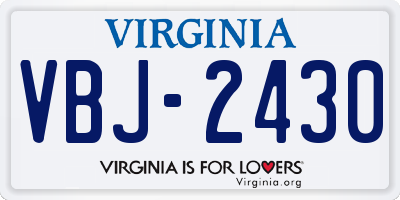 VA license plate VBJ2430