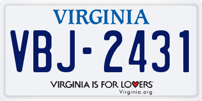 VA license plate VBJ2431
