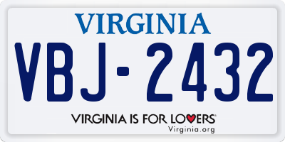 VA license plate VBJ2432